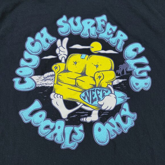 NEFF Shirt Men's Large Black Couch Surfer Club Graphic Crew Neck Short Sleeve - Picture 8 of 12